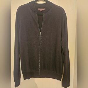 Michael Kors Black Zip Front Cardigan Sweater | Men’s XL